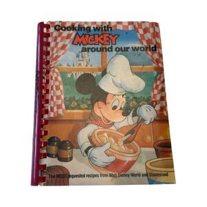 Vtg 1987 Cooking With Mickey Around Our World Disney World Disneyland CookBook